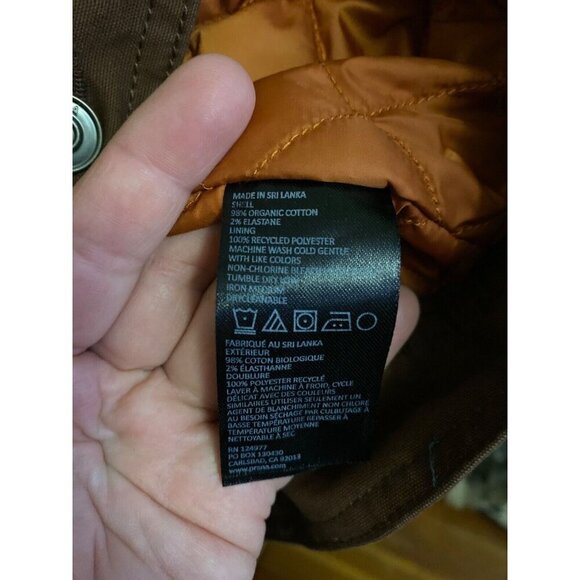 Prana Trembly Canvas Field Insulated Jacket. Brown w/ orange lining. XL.  Warm - Picture 4 of 5